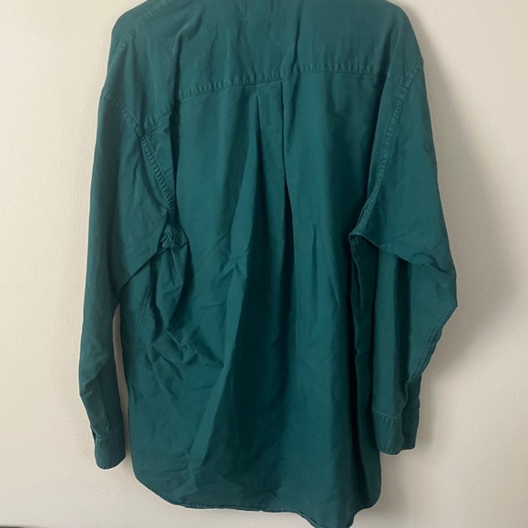 Haggar Men's Deep Teal Casual Button-Down Shirt - Picture 4 of 4